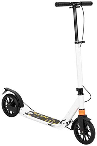 Mnjin Patinete para niños de 6 a 167 años, Patinete Plegable, Ligero, de Aluminio, con Dos Ruedas Grandes, Patinete de Calle Ajustable de 3 Alturas, Mecanismo de absorción de Impactos, Color Blanc