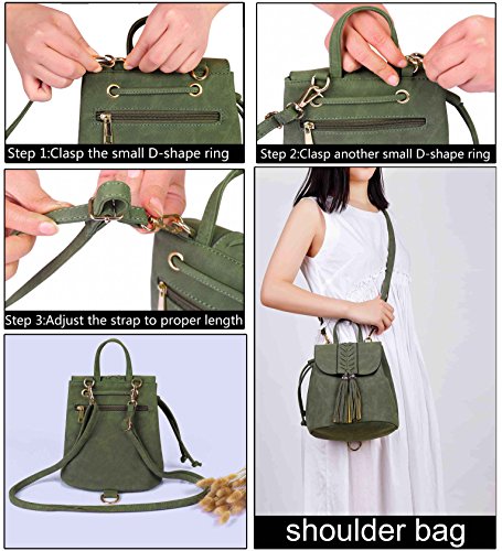 Mochila de mujer, Mochila de Casual Bohemia Mini impermeable PU con borla Mochila estilo étnico vintage para viajar, ir de compras, citas, fiesta, vacaciones