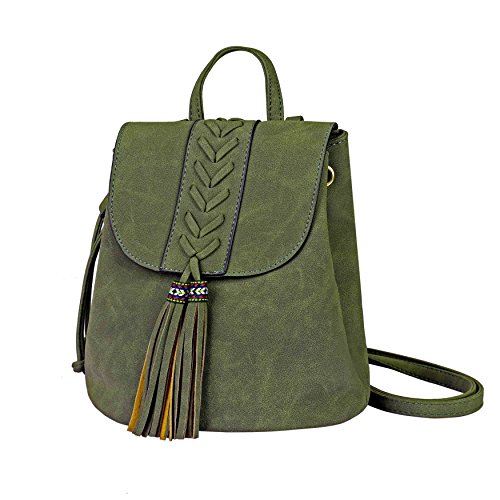 Mochila de mujer, Mochila de Casual Bohemia Mini impermeable PU con borla Mochila estilo étnico vintage para viajar, ir de compras, citas, fiesta, vacaciones