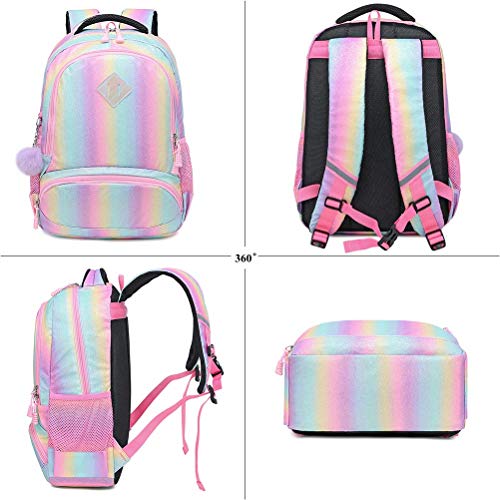 Mochila Escolar Niñas Mochila Arcoiris Chica Mochila Niño Mochilas Infantiles Rainbow Backpack Mujeres Sets de Bolsa 2 en 1 con Estuche - Teenage Girls Daypack para Viajes