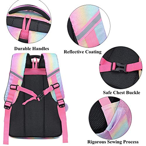 Mochila Escolar Niñas Mochila Arcoiris Chica Mochila Niño Mochilas Infantiles Rainbow Backpack Mujeres Sets de Bolsa 2 en 1 con Estuche - Teenage Girls Daypack para Viajes