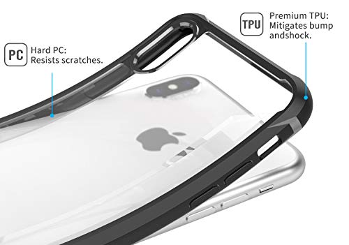 MoKo Funda Compatible con iPhone XS 2018 / iPhone X 2017, Shockproof and Antiskid Ultra Slim Protective Case, Soft Flexible TPU Bumper Edge - Black