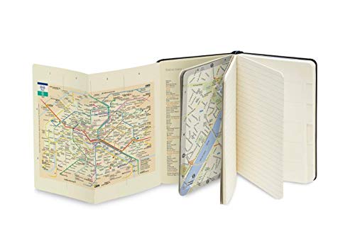 Moleskine - Cuaderno de Paris con Hojas Lisas y Rayadas, Libreta con Tapa Dura, Cierre Elástico y Planos de la Ciudad, Color Negro, Tamaño 9 x 14 cm, 220 Páginas (CITY NOTEBOOKS)