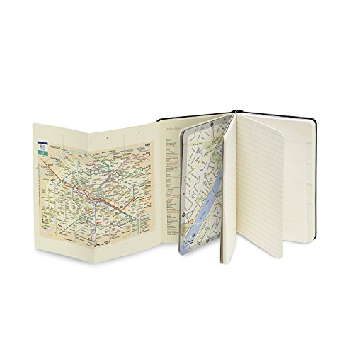Moleskine - Cuaderno de Paris con Hojas Lisas y Rayadas, Libreta con Tapa Dura, Cierre Elástico y Planos de la Ciudad, Color Negro, Tamaño 9 x 14 cm, 220 Páginas (CITY NOTEBOOKS)