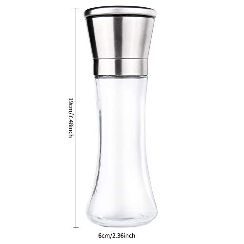 Molinillo de Pimienta y Sal y Especias Manual Saleros y pimenteros，con soporte a juego， con Precisión de Grosor Ajustable Acero Inoxidable Trae dos cepillos de limpieza（2 PCS）