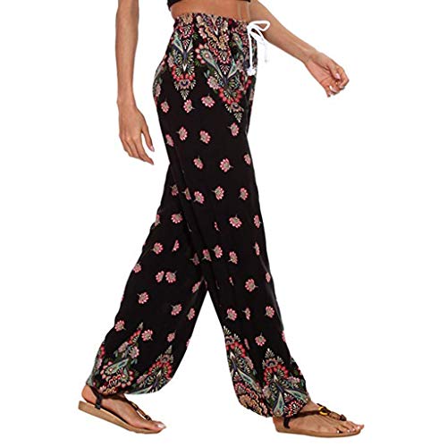 MOMOXI Mujeres Damas Verano Estampados Florales CordóN Pantalones Anchos Leggings L Pantalones HaréN Pantalones Bombachos HaréN Con Colores SóLidos CinturóN Aladdin Yoga Verano Una Talla