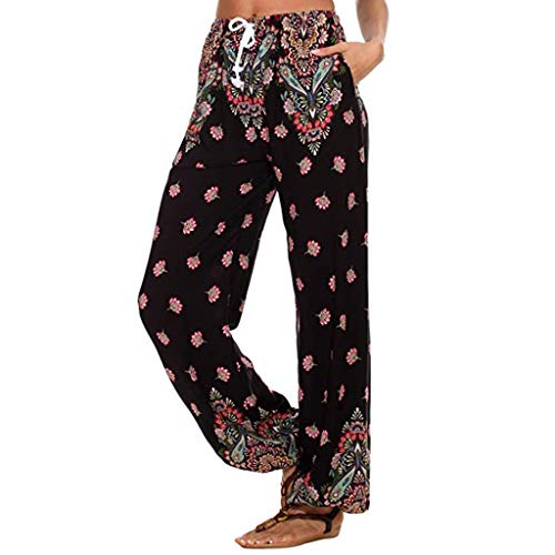 MOMOXI Mujeres Damas Verano Estampados Florales CordóN Pantalones Anchos Leggings L Pantalones HaréN Pantalones Bombachos HaréN Con Colores SóLidos CinturóN Aladdin Yoga Verano Una Talla
