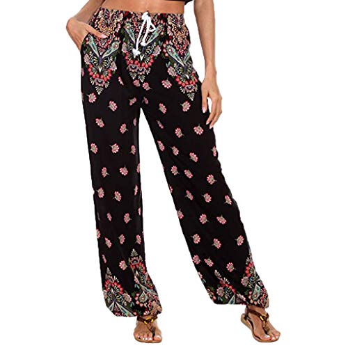 MOMOXI Mujeres Damas Verano Estampados Florales CordóN Pantalones Anchos Leggings L Pantalones HaréN Pantalones Bombachos HaréN Con Colores SóLidos CinturóN Aladdin Yoga Verano Una Talla
