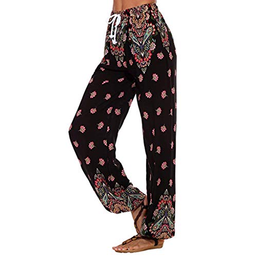 MOMOXI Mujeres Damas Verano Estampados Florales CordóN Pantalones Anchos Leggings L Pantalones HaréN Pantalones Bombachos HaréN Con Colores SóLidos CinturóN Aladdin Yoga Verano Una Talla