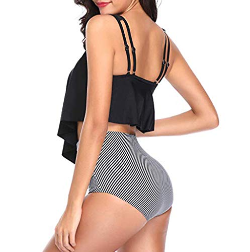 Momoxi Traje de natación para Mujer,Mujeres Dos Piezas más tamaño Sexy sin Espalda Cuello Alto Cabestro Floral Impreso Conjunto Bañador Cremallera para 2019 Novedad 20% Paga Menos de 10