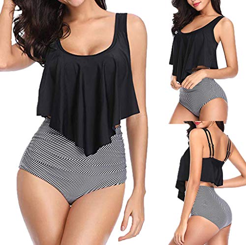 Momoxi Traje de natación para Mujer,Mujeres Dos Piezas más tamaño Sexy sin Espalda Cuello Alto Cabestro Floral Impreso Conjunto Bañador Cremallera para 2019 Novedad 20% Paga Menos de 10