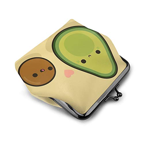 Monedero de cuero lindo de aguacate y piedra monedero de cambio de beso cierre mini cosméticos maquillaje bolsas para mujeres y niñas