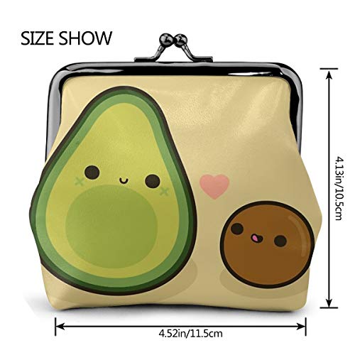 Monedero de cuero lindo de aguacate y piedra monedero de cambio de beso cierre mini cosméticos maquillaje bolsas para mujeres y niñas