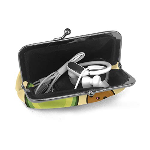 Monedero de cuero lindo de aguacate y piedra monedero de cambio de beso cierre mini cosméticos maquillaje bolsas para mujeres y niñas