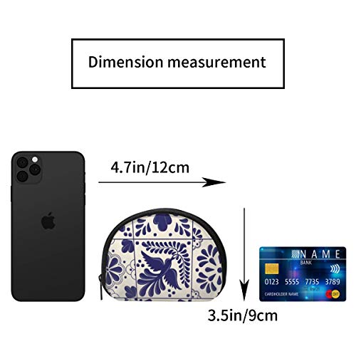Monedero pequeño Estilo Talavera Tradicional Mexicano para Mujer, Lindo Monedero para niña, Mini Monedero, Bolsa de Almacenamiento, Billetera de Concha