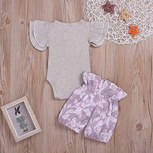 Moneycom - Body para bebé (manga corta y camiseta de flores para niña, diseño de ceremonia, color gris (18-24 meses) gris 3-6 Meses
