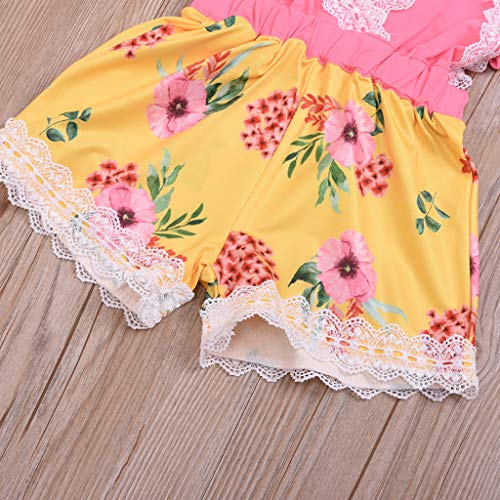 Moneycom - Conjunto de ropa para bebé o niña, diseño de flores, color amarillo amarillo 12-18 Meses