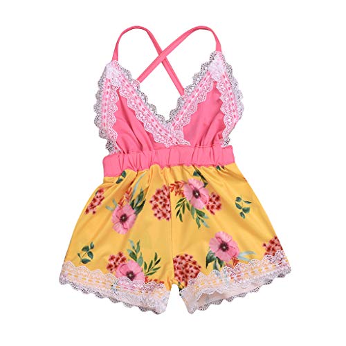 Moneycom - Conjunto de ropa para bebé o niña, diseño de flores, color amarillo amarillo 12-18 Meses