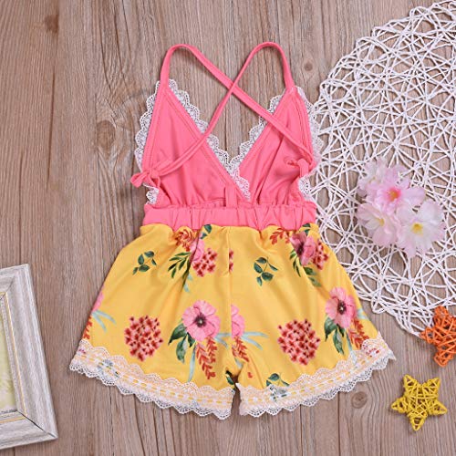 Moneycom - Conjunto de ropa para bebé o niña, diseño de flores, color amarillo amarillo 12-18 Meses