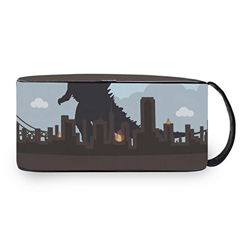 Montoj - Neceser para artículos de tocador, bolsa de cosméticos, bolsa de maquillaje Godzilla Fire City para viajes y hogar