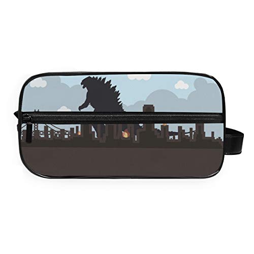 Montoj - Neceser para artículos de tocador, bolsa de cosméticos, bolsa de maquillaje Godzilla Fire City para viajes y hogar