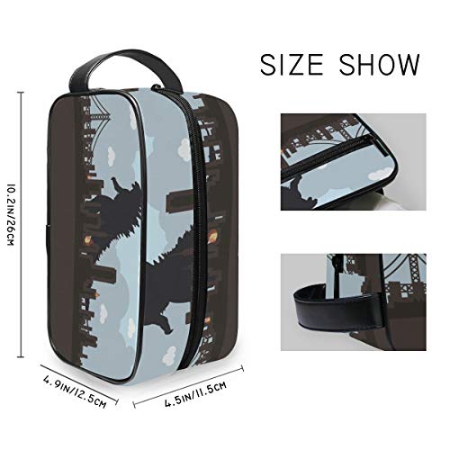Montoj - Neceser para artículos de tocador, bolsa de cosméticos, bolsa de maquillaje Godzilla Fire City para viajes y hogar
