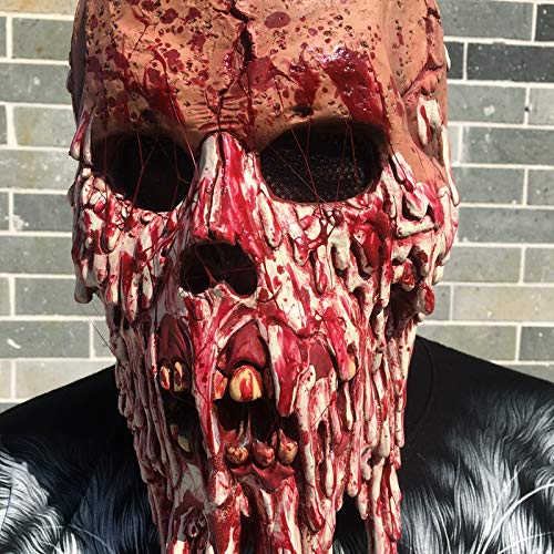 Morbuy Terror Máscara de Halloween, Adulto Látex Novedad Horror Espeluznante Cabeza Máscaras Cara Fiesta de Disfraces Cosplay (Fantasma de Sangre)