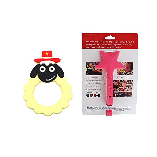 Mordedor de silicona bebé - sin BPA infantil Mordedor con Easy-to-Hold Diseño Alivio Calmante dolor e inflamación en las encías, ovejas