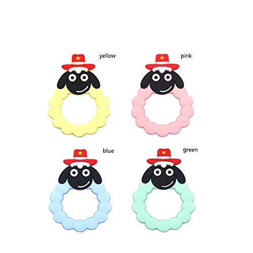 Mordedor de silicona bebé - sin BPA infantil Mordedor con Easy-to-Hold Diseño Alivio Calmante dolor e inflamación en las encías, ovejas