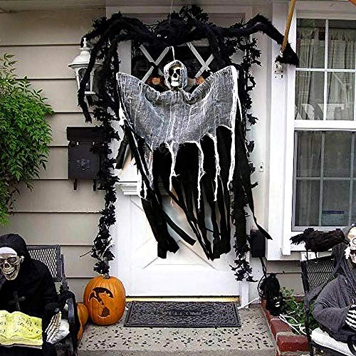 Morfone decoración de Fantasmas de Halloween, decoración de Halloween Parca de Postura Ajustable, decoración de Terror Colgante 90 * 60 cm