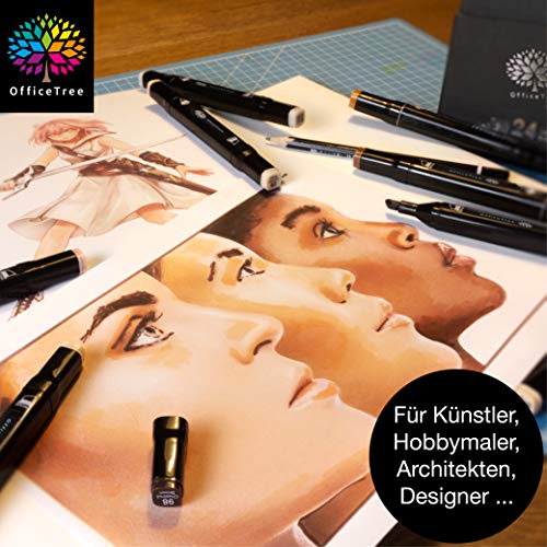 Moritz & Moritz Set con 24 Marcadores de Fibra Touch Twin Marker - Tono de Piel - para Diseño, Bocetos, Ilustraciones, Dibujo