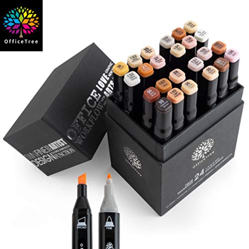 Moritz & Moritz Set con 24 Marcadores de Fibra Touch Twin Marker - Tono de Piel - para Diseño, Bocetos, Ilustraciones, Dibujo