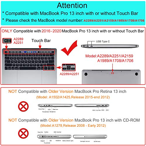 MOSISO Funda Dura Compatible con 2020 2019 2018 2017 2016 MacBook Pro 13 Pulgadas A2289 A2251 A2159 A1989 A1706 A1708, Plástico Rígido Carcasa&Cubierta de Teclado&Paño Limpieza,Cuarzo Rosa