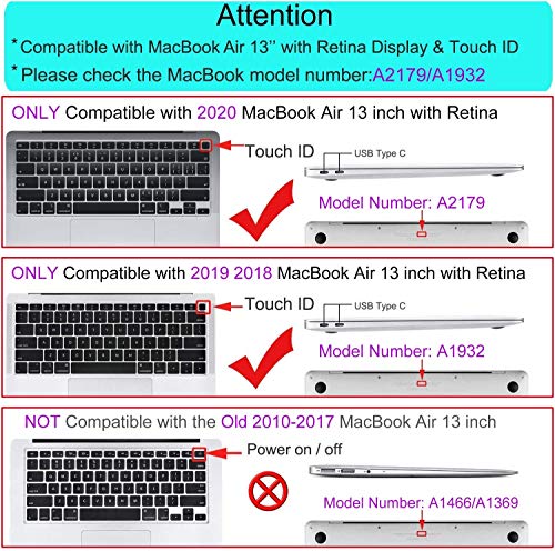 MOSISO Funda Dura Compatible con 2020 2019 2018 MacBook Air 13 A2179 A1932, Carcasa Rígida de Plástico Protectora de Esquina&Teclado Cubierta&Paño de Limpieza,Cuarzo Rosa
