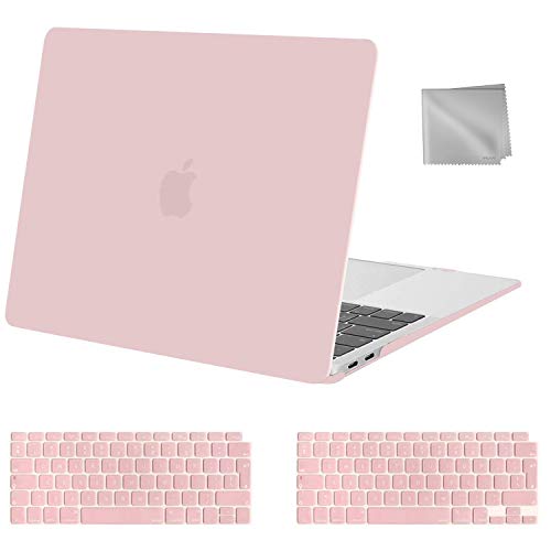MOSISO Funda Dura Compatible con 2020 2019 2018 MacBook Air 13 A2179 A1932, Carcasa Rígida de Plástico Protectora de Esquina&Teclado Cubierta&Paño de Limpieza,Cuarzo Rosa