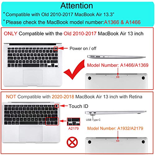 MOSISO Funda Dura Compatible con MacBook Air 13 (A1369/A1466, Versión 2010-2017), Rígida Carcasa Protector & Piel de Teclado de Color a Juego EU Versión & Protector de Pantalla, Cuarzo Rosa