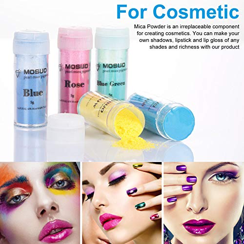 MOSUO Pigmentos en Polvo, 5g*30 Colores Natural Mica Tintes para teñir Resina Epoxi, Jabones, Slime, Cera, Pintura, Vela, Uñas, Cosmético y Arte de Bricolaje - Metalizados Colorante