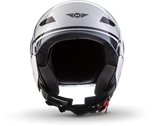 MOTO U52 - matt white - Casco Moto Demi-Jet con Visera Vespa Scooter Piloto Jet blanco - S (55-56cm)