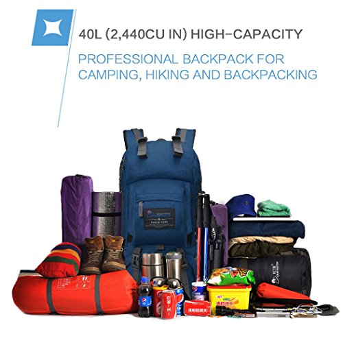 Mountaintop Mochilas Senderismo 40 Litros a Montañismo Alta Capacidad Impermeable Hombre Mujer Escalada Deporte Morral con Cubierta de Lluvia Para Viajes Acampadas Macuto 51X35X16Cm