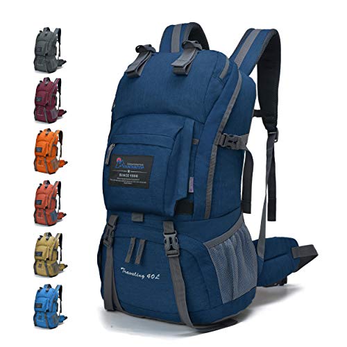 Mountaintop Mochilas Senderismo 40 Litros a Montañismo Alta Capacidad Impermeable Hombre Mujer Escalada Deporte Morral con Cubierta de Lluvia Para Viajes Acampadas Macuto 51X35X16Cm
