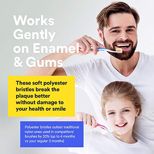 mouthwatchers antimicrobiana Floss plata de cerdas cepillo de dientes, adulto, 6 paquete familiar