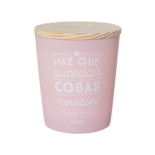 Mr. Wonderful Vela Haz Que sucedan Cosas increíbles, Cera, Rosa, 10.4x10.4x13 cm