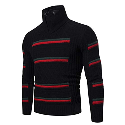 Mr.BaoLong&Miss.GO jerséis De Punto para Hombrejerséis De Punto para Hombrejerséis De Punto con Cuello Alto para Hombre Suéteres De Jacquard Europeos