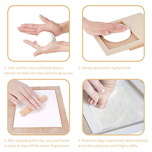 mreechan bebé Handprint y Marco de huella Inkpad de fotos Regalos BabyParty seguros y elegantes Elegante blanco de madera sólida,marco huellas bebe,huellas bebe tinta Regalos para Bebé Recién Nacido