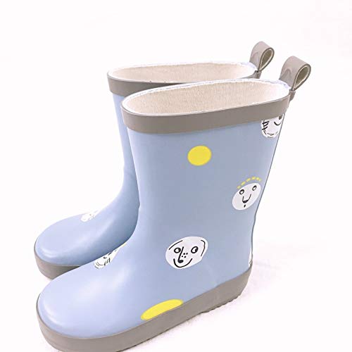 MTCDBD Rayas niños Rainboots de Caucho Impermeable Diseñador Antideslizante Tubo Medio Slip-en los Cargadores Botas de Lluvia (Color : Sky Blue, Shoe Size : 11)