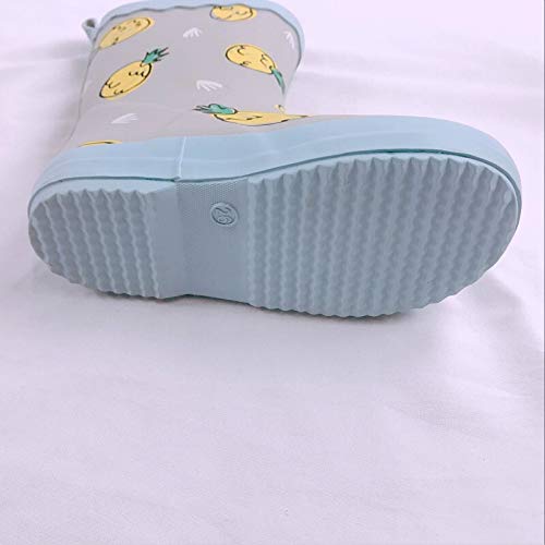 MTCDBD Rayas niños Rainboots de Caucho Impermeable Diseñador Antideslizante Tubo Medio Slip-en los Cargadores Botas de Lluvia (Color : Sky Blue, Shoe Size : 11)