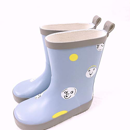 MTCDBD Rayas niños Rainboots de Caucho Impermeable Diseñador Antideslizante Tubo Medio Slip-en los Cargadores Botas de Lluvia (Color : Sky Blue, Shoe Size : 11)