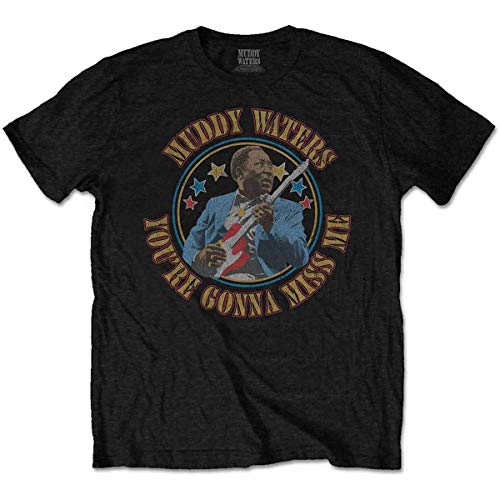 Muddy Waters Gonna Miss Me Camiseta, Negro (Black Black), Small para Hombre