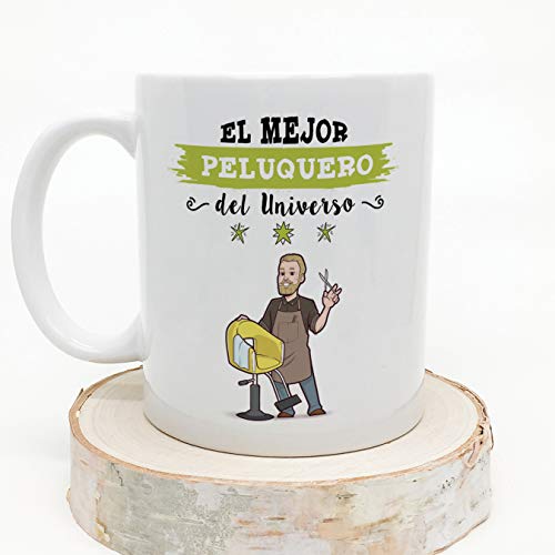 MUGFFINS Peluquero Tazas Originales de café y Desayuno para Regalar a Trabajadores Profesionales - Esta Taza Pertenece al Mejor Peluquero del Universo - Cerámica 350 ml