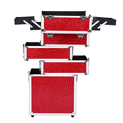 MuGuang 5 en 1 universal beauty case trolley Maletín para maquillaje Estuche de maquillaje Neceser de